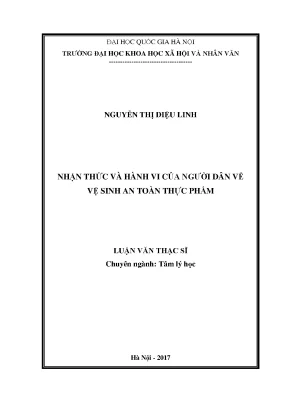 Luận văn thạc sĩ ussh nhận thức và hành vi của người dân về vệ sinh an toàn thực phẩm