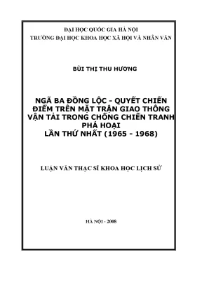Luận văn thạc sĩ ussh ngã ba đồng lộc quyết chiến điểm trên mặt trận giao thông vận tải trong chống chiến tranh phá hoại lần thứ nhất 1965 1968