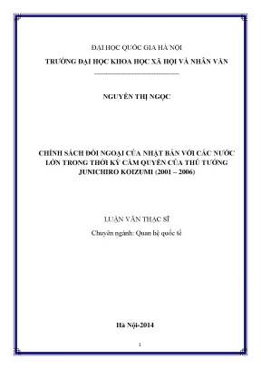 Luận văn thạc sĩ ussh chính sách đối ngoại của nhật bản với các nước lớn trong thời kỳ cầm quyền của thủ tướng junichiro koizumi 2001 2006