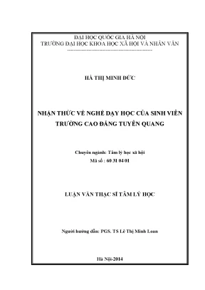 Luận văn thạc sĩ ussh nhận thức về nghề dạy học của sinh viên trường cao đẳng tuyên quang