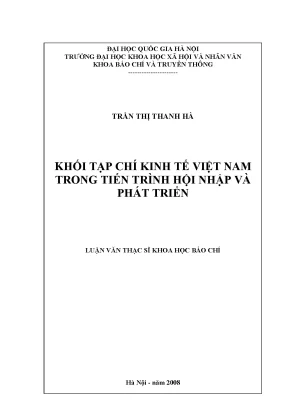 Luận văn thạc sĩ ussh khối tạp chí kinh tế việt nam trong tiến trrình hội nhập và phát triển