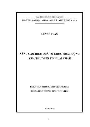 Luận văn thạc sĩ ussh nâng cao hiệu quả tổ chức hoạt động của thư viện tỉnh lai châu