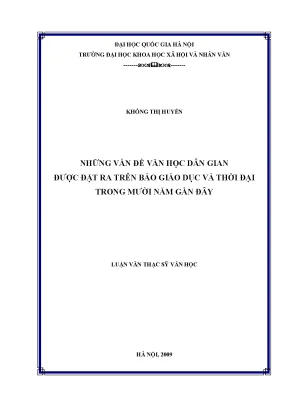 Luận văn thạc sĩ ussh những vấn đề văn học dân gian được đặt ra trên báo giáo dục và thời đại trong mười năm gần đây