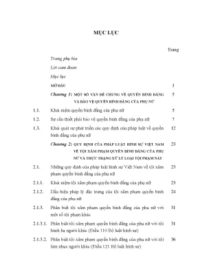 Luận văn thạc sĩ tội xâm phạm quyền bình đẳng của phụ nữ theo luật hình sự việt nam