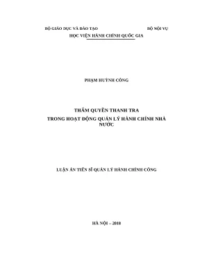Luận văn tiến sĩ quản lý hành chính công thẩm quyền thanh tra trong hoạt động quản lý hành chính nhà nước