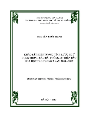 Luận văn thạc sĩ ussh khảo sát hiện tượng tỉnh lược ngữ dụng trong các bài phóng sự trên báo hoa học trò trong 2 năm 2008 2009 60 22 01002