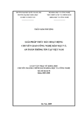 Luận văn thạc sĩ ussh giải pháp thúc đẩy hoạt động chuyển giao công nghệ bảo mật và an toàn thông tin tại việt nam