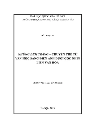 Luận văn thạc sĩ ussh những đêm trắng chuyển thể từ văn học sang điện ảnh dưới góc nhìn liên văn hóa