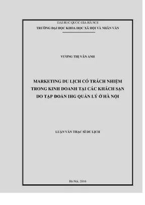 Luận văn thạc sĩ ussh marketing du lịch có trách nhiệm trong kinh doanh tại các khách sạn do tập đoàn ihg quản lý ở hà nội