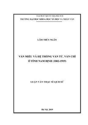 Luận văn thạc sĩ ussh văn miếu và hệ thống văn từ văn chỉ ở tỉnh nam định 1802 1919
