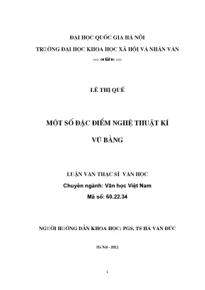 Luận văn thạc sĩ ussh một số đặc điểm nghệ thuật kí vũ bằng