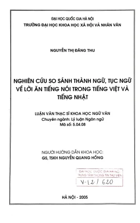 Luận văn thạc sĩ ussh nguyên cứu so sánh thành ngữ tục ngữ về lời ăn tiếng nói trong tiếng việt và tiếng nhật