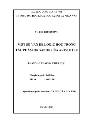 Luận văn thạc sĩ ussh một số vấn đề logic học trong tác phẩm organon của aristotle