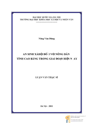 Luận văn thạc sĩ ussh an sinh xã hội đối với nông dân tỉnh cao bằng trong giai đoạn hiện nay