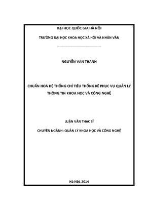 Luận văn thạc sĩ ussh chuẩn hóa hệ thống chỉ tiêu thống kê phục vụ quản lý thông tin khoa học và công nghệ