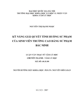 Luận văn thạc sĩ ussh kỹ năng giải quyết tình huống sư phạm của sinh viên trường cao đẳng sư phạm bắc ninh