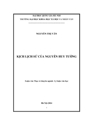 Luận văn thạc sĩ ussh kịch lịch sử của nguyễn huy tưởng
