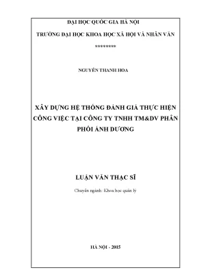Luận văn thạc sĩ ussh xây dựng hệ thống đánh giá thực hiện công việc tại công ty tnhh tmdv phân phối ánh dương