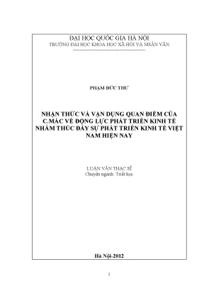 Luận văn thạc sĩ ussh nhận thức và vận dụng quan điểm của c mác về động lực phát triển kinh tế việt nam hiện nay