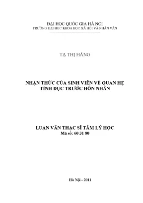 Luận văn thạc sĩ ussh nhận thức của sinh viên về quan hệ tình dục trước hôn nhân