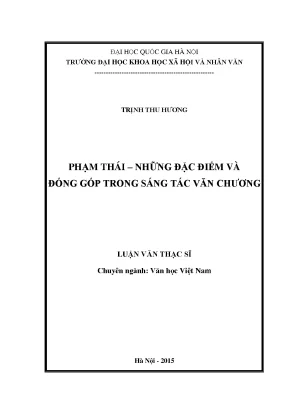 Luận văn thạc sĩ ussh phạm thái những đặc điểm và đóng góp trong sáng tác văn chương
