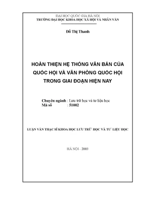 Luận văn thạc sĩ ussh hoàn thiện việc xây dựng ban hành văn bản của quốc hội và văn phòng quốc hội trong giai đoạn hiện nay