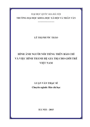 Luận văn thạc sĩ ussh hình ảnh người nổi tiếng trên báo chí và việc hình thành hệ giá trị cho giới trẻ việt nam