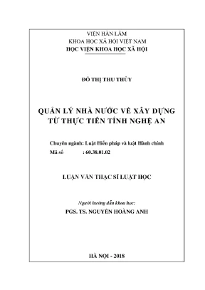 Luận văn thạc sĩ quản lý nhà nước về xây dựng từ thực tiễn tỉnh nghệ an