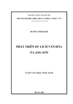 Luận văn thạc sĩ ussh phát triển du lịch văn hóa ở lạng sơn
