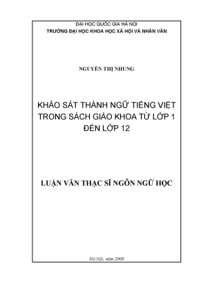 Luận văn thạc sĩ ussh khảo sát thành ngữ tiếng việt trong sách giáo khoa từ lớp 1 đến lớp 12