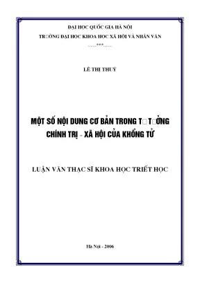 Luận văn thạc sĩ ussh một số nội dung cơ bản trong tư tưởng chính trị xã hội của khổng tử