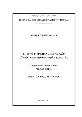 Luận văn thạc sĩ ussh lịch sử tiếp nhận truyện kiều từ góc nhìn phương pháp sáng tác