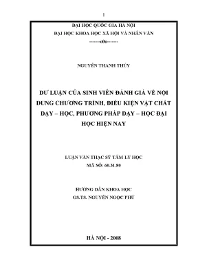 Luận văn thạc sĩ ussh dư luận của sinh viên đánh giá về nội dung chương trình điều kiện vật chất dạy học phương pháp dạy học đại học hiện nay