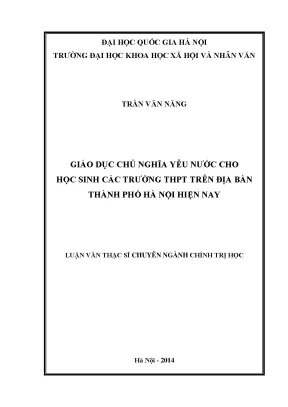 Luận văn thạc sĩ ussh giáo dục chủ nghĩa yêu nước cho học sinh các trường thpt trên địa bàn thành phố hà nội hiện nay