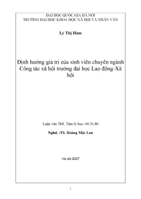 Luận văn thạc sĩ ussh định hướng giá trị nhân cách của sinh viên chuyên ngành công tác xã hội trường đại học lao động xã hội