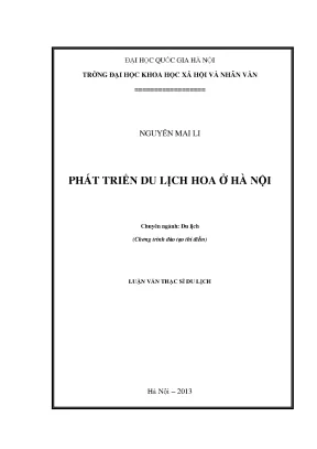 Luận văn thạc sĩ ussh phát triển du lịch hoa ở hà nội