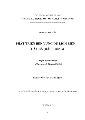 Luận văn thạc sĩ ussh phát triển bền vững du lịch biển cát bà hải phòng
