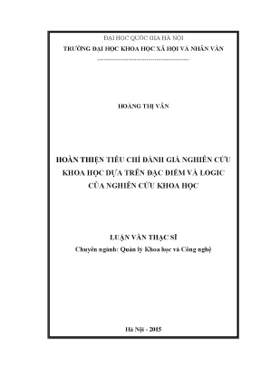 Luận văn thạc sĩ ussh hoàn thiện tiêu chí đánh giá nghiên cứu khoa học dựa trên đặc điểm và logic của nghiên cứu khoa học