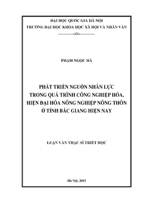 Luận văn thạc sĩ ussh phát triển nguồn nhân lực trong quá trình công nghiệp hóa hiện đại hóa nông nghiệp nông thôn ở tỉnh bắc giang hiện nay