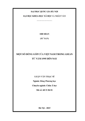 Luận văn thạc sĩ ussh một số đóng góp của việt nam trong asean từ năm 1995 đến nay