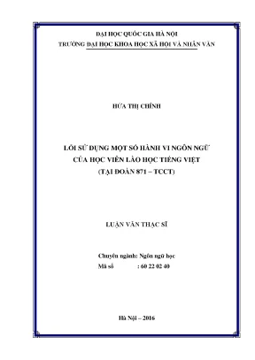 Luận văn thạc sĩ ussh lỗi sử dụng một số hành vi ngôn ngữ của học viên lào học tiếng việt tại đoàn 871 tcct