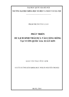 Luận văn thạc sĩ ussh phát triển du lịch sinh thái dựa vào cộng đồng tại vườn quốc gia xuân sơn