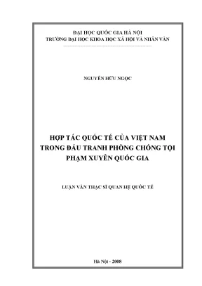 Luận văn thạc sĩ ussh hợp tác quốc tế của việt nam trong đấu tranh phòng chống tội phạm xuyên quốc gia