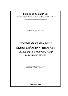 Luận văn thạc sĩ ussh hôn nhân và gia đình người chăm bani hiện nay qua khảo cứu tại tỉnh ninh thuận và tỉnh bình thuận