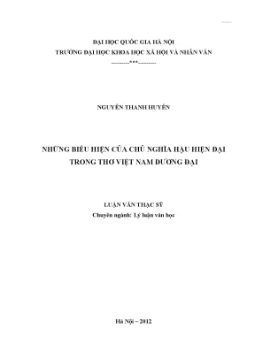 Luận văn thạc sĩ ussh những biểu hiện của chủ nghĩa hậu hiện đại trong thơ việt nam đương đại