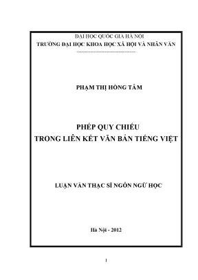 Luận văn thạc sĩ ussh phép quy chiếu trong liên kết văn bản tiếng việt