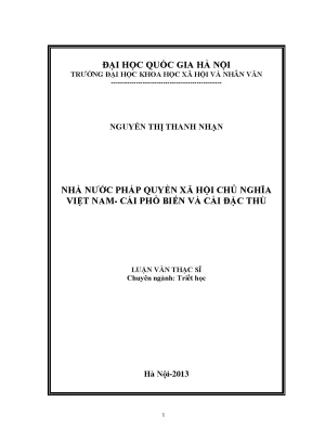 Luận văn thạc sĩ ussh nhà nước pháp quyền xã hội chủ nghĩa việt nam cái phổ biến và cái đặc thù 001