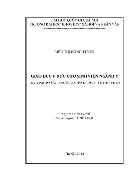Luận văn thạc sĩ ussh giáo dục y đức cho sinh viên ngành y qua khảo sát trường cao đẳng y tế phú thọ