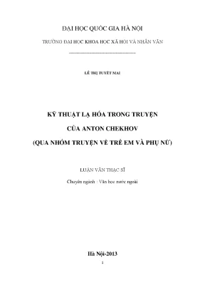 Luận văn thạc sĩ ussh kỹ thuật lạ hóa trong truyện của anton chekhov qua nhóm truyền về trẻ em và phụ nữ