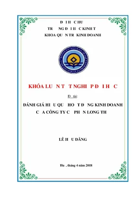Khóa luận tốt nghiệp đại học đề tài đánh giá hiệu quả hoạt động kinh doanh của công ty cổ phần long thọ